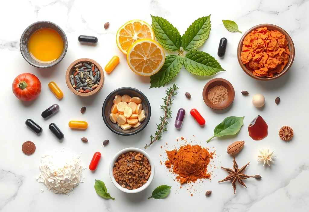 Natural wellness ingredients and supplements representing VitaWell Indonesia's commitment to quality